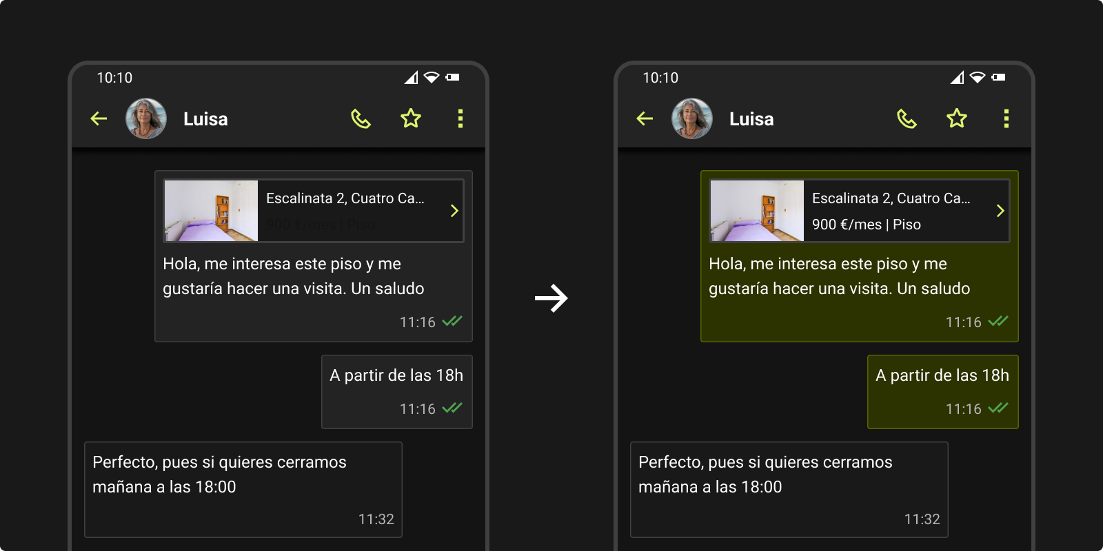 Creamos un token de componente para que el color de las burbujas del chat indiquen cuáles son los mensajes que envía la usuaria.