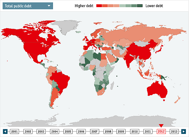 Imagen del día: mapa de la deuda pública mundial