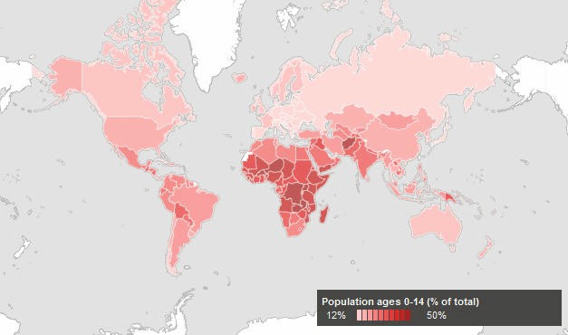 Imagen del día: porcentaje de población por debajo de 14 años