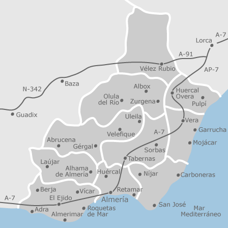 mapa provincia almeria Mapa de Almería provincia — idealista