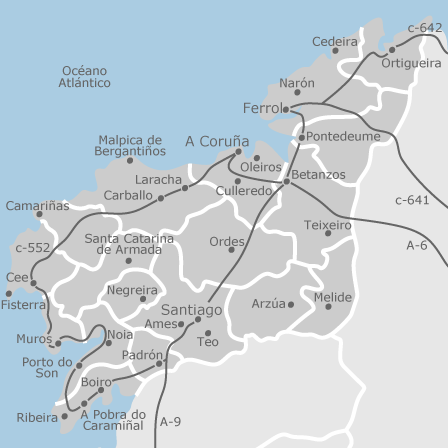 mapa provincia coruña Mapa de A Coruña provincia — idealista