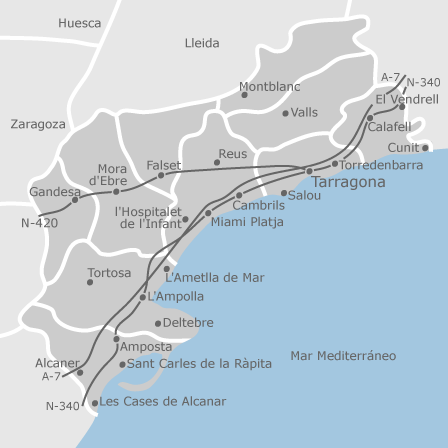 mapa de tarragona pueblos Mapa de Tarragona provincia — idealista